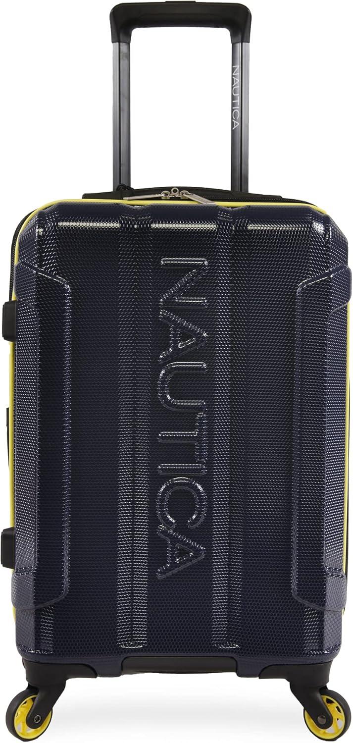 imageNautica Maker Hardside Spinner Luggage lightweight NavyYellow CarryOn 21InchNavyYellow