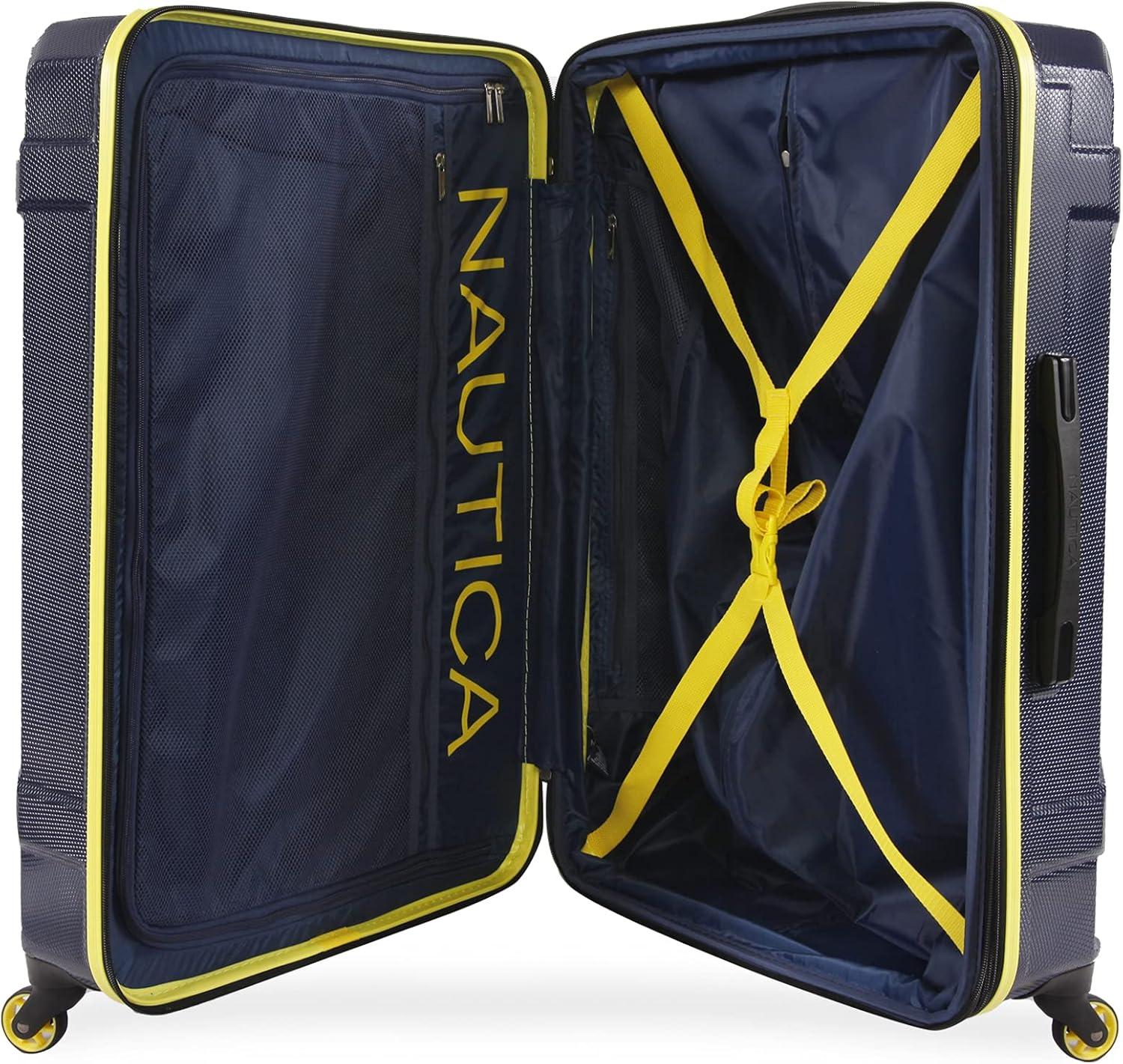 imageNautica Maker Hardside Spinner Luggage lightweight NavyYellow CarryOn 21InchNavyYellow