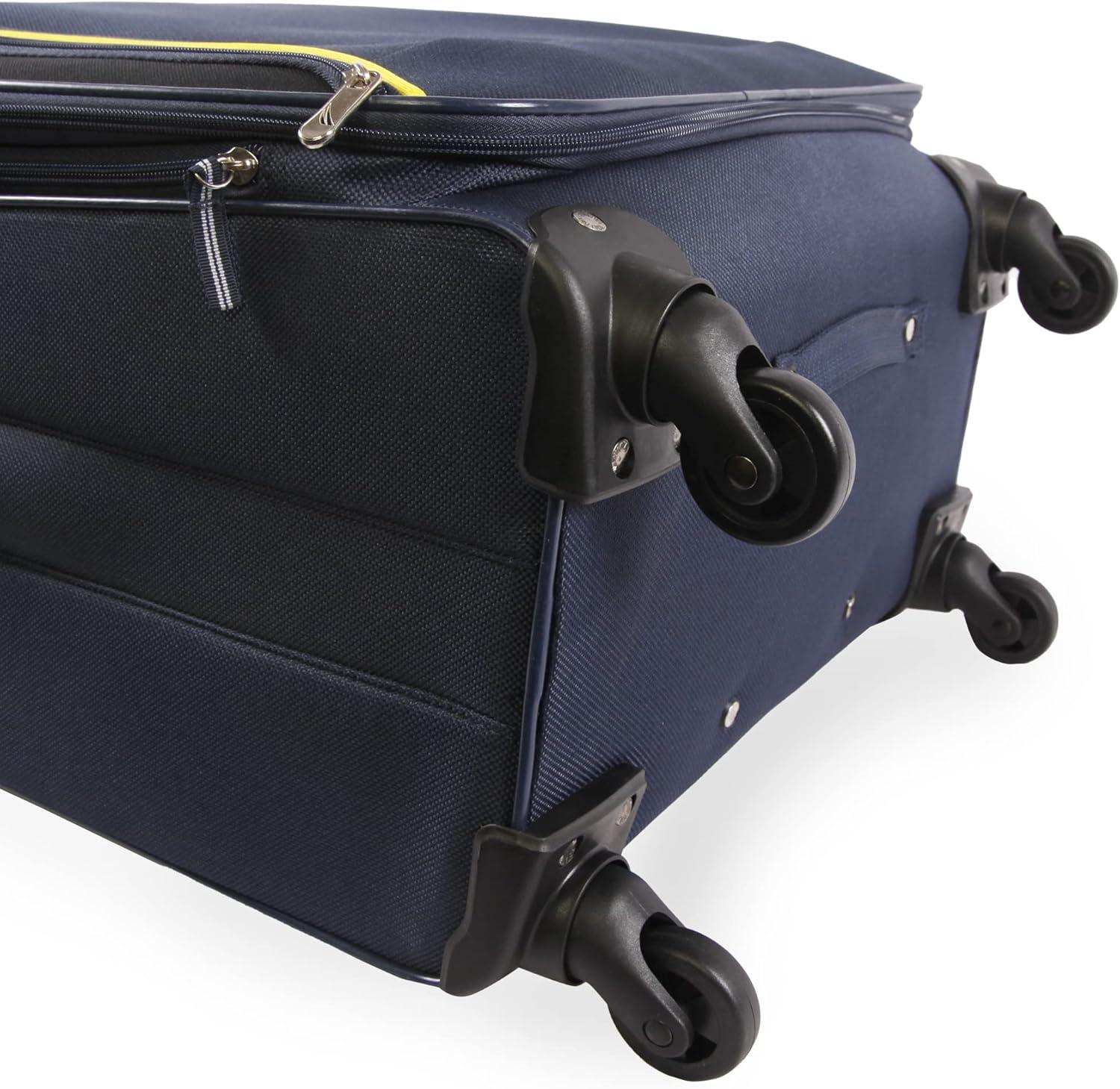 imageNautica Seascape Collection 4pc Softside Luggage Set BlackBlueNavyYellow