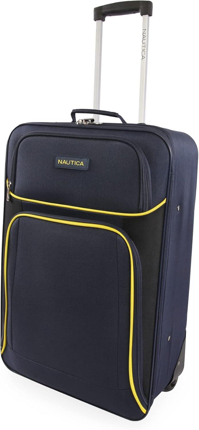 imageNautica Seascape Collection 4pc Softside Luggage Set BlackBlueNavyYellow