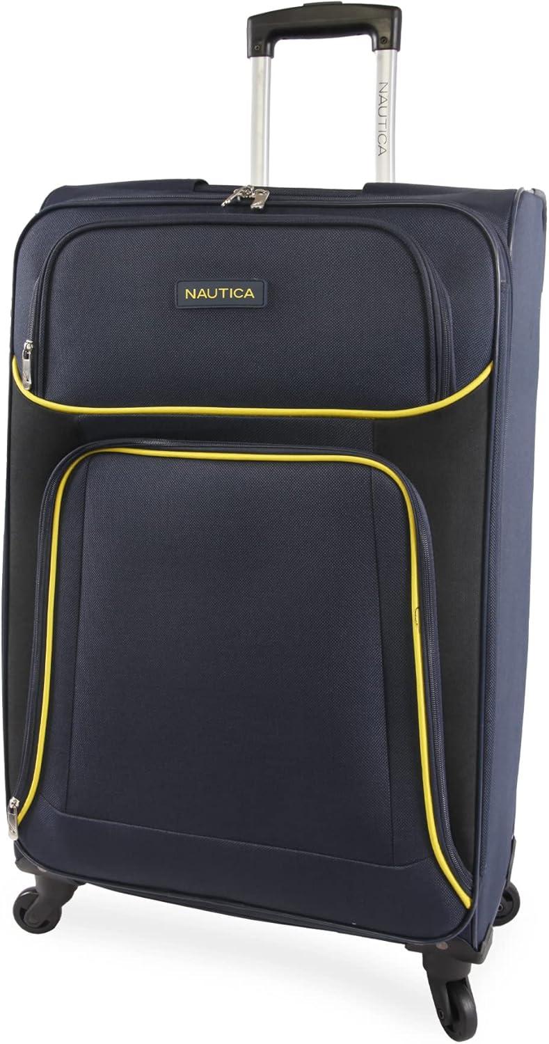 imageNautica Seascape Collection 4pc Softside Luggage Set BlackBlueNavyYellow
