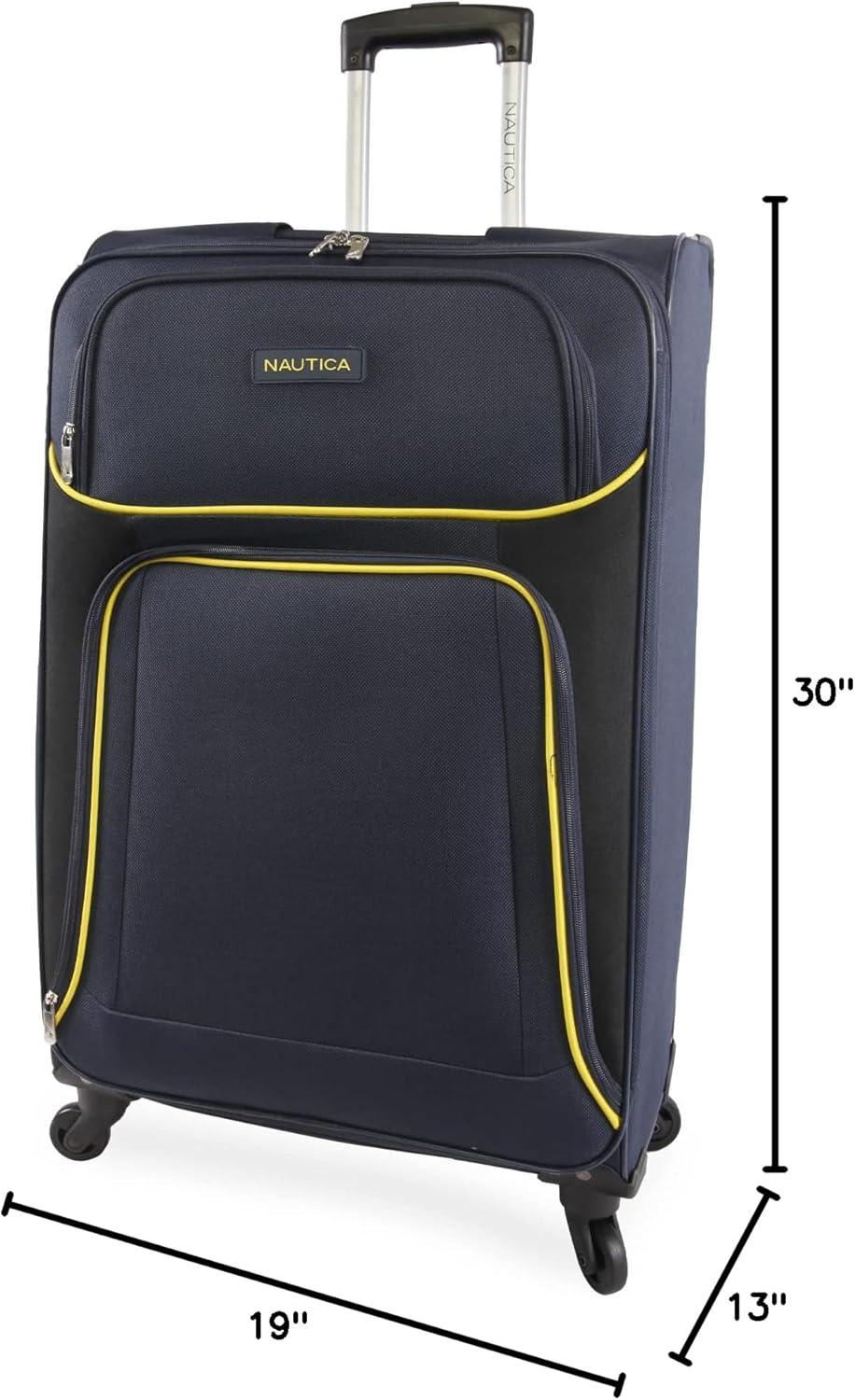 imageNautica Seascape Collection 4pc Softside Luggage Set BlackBlueNavyYellow
