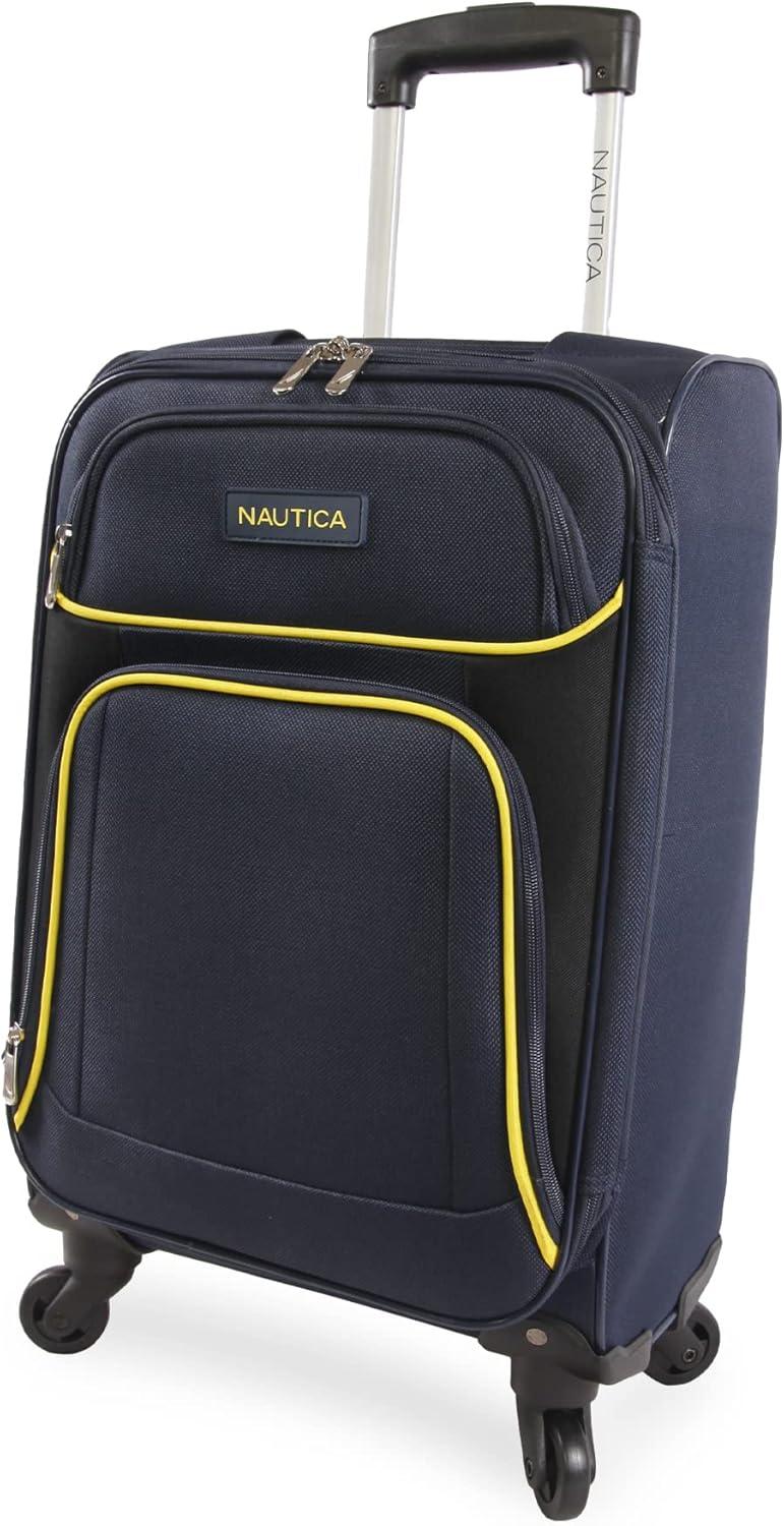imageNautica Seascape Collection 4pc Softside Luggage Set BlackBlueNavyYellow