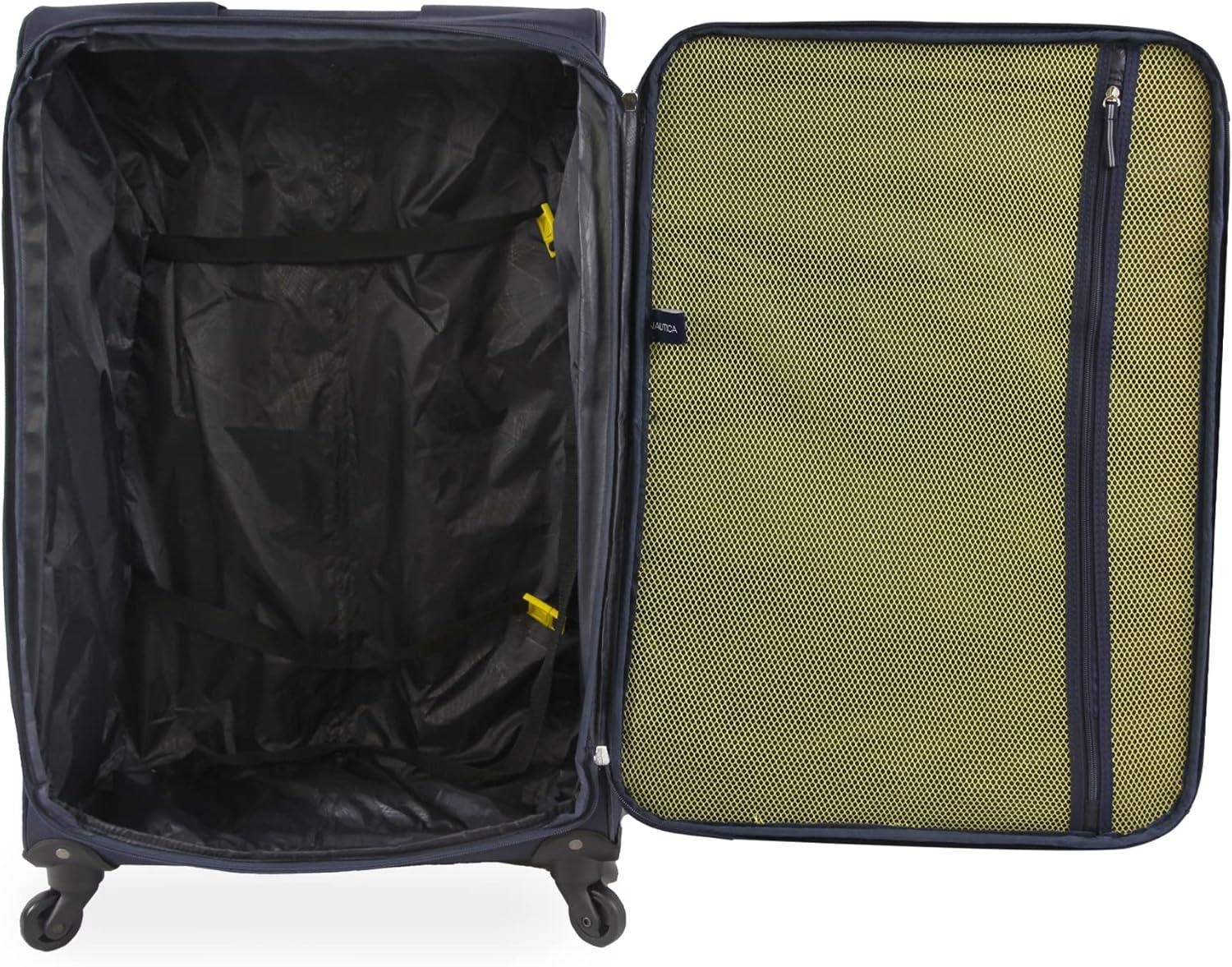 imageNautica Seascape Collection 4pc Softside Luggage Set BlackBlueNavyYellow
