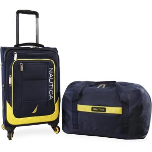 Nautica Pathfinder 2pc Softside Luggage Set (Carry On + Duffel)(Navy/Yellow)