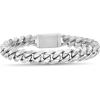 imageNautica Stainless Steel Bracelet for Men 10mm Wide Cuban Link Chain 85 Inches Long Box Clasp