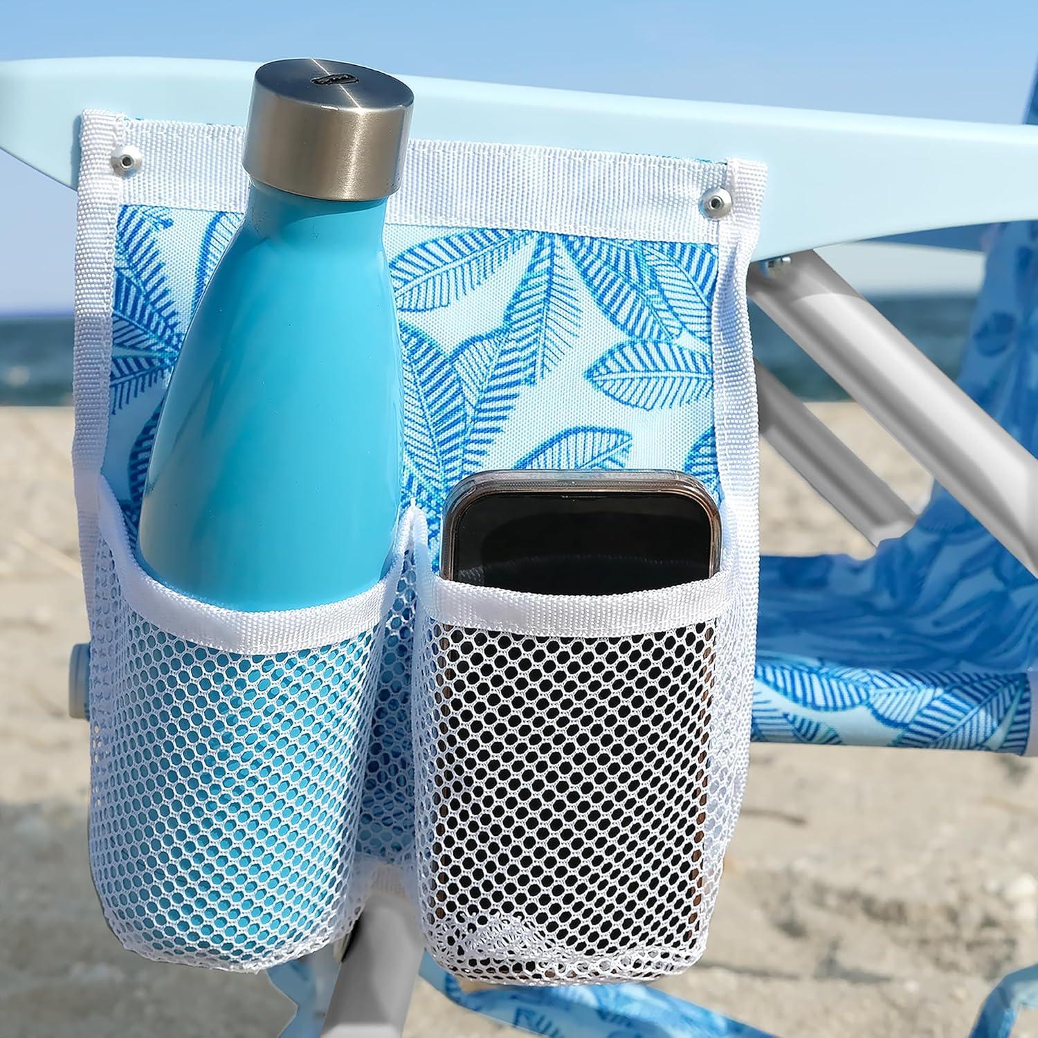 imageNautica Beach Chair Five Position Backpack Chair Portable amp Adjustable with Padded Pillow and Cup Holders and Attached Insulated Cooler BagBeach Palm