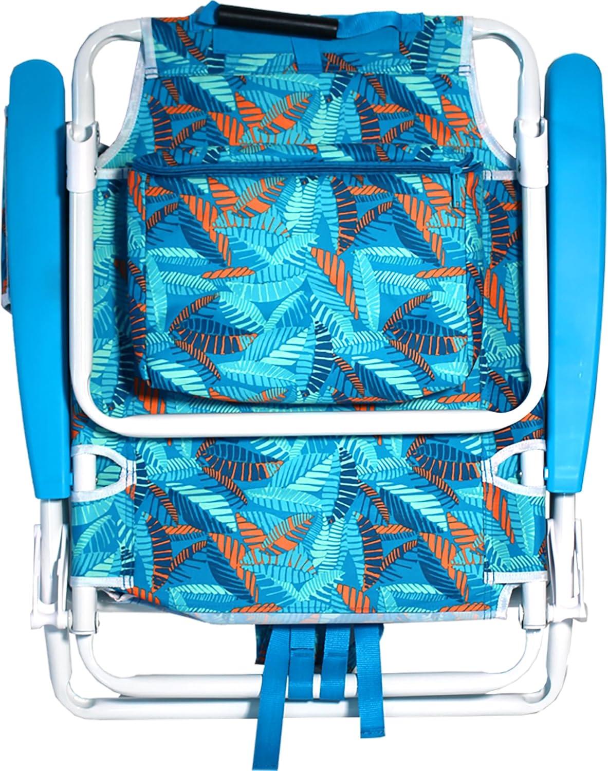 imageNautica Beach Chair Five Position Backpack Chair Portable amp Adjustable with Padded Pillow and Cup Holders and Attached Insulated Cooler BagFiji Beach