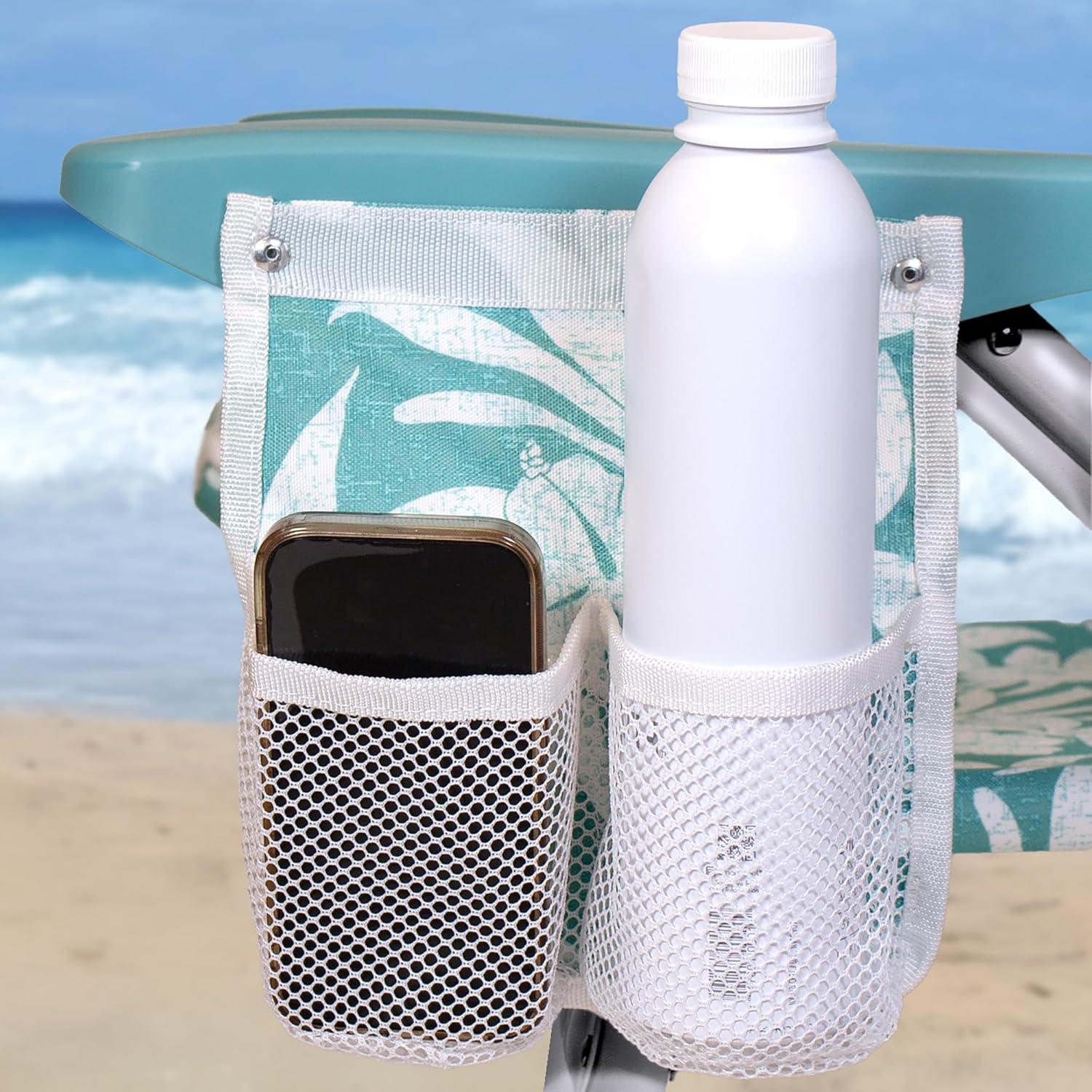 imageNautica Beach Chair Five Position Backpack Chair Portable amp Adjustable with Padded Pillow and Cup Holders and Attached Insulated Cooler BagVintage Tropics