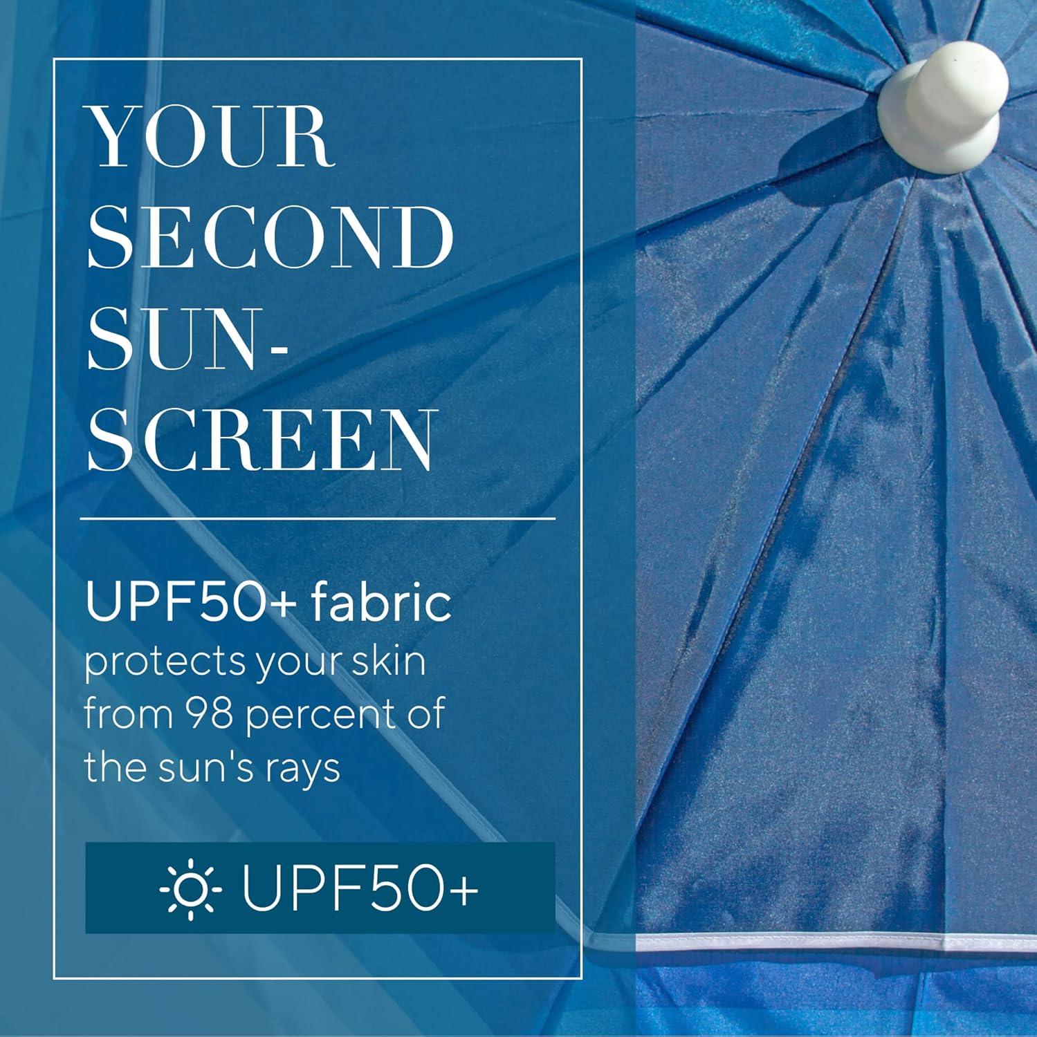 imageNautica Beach Umbrella 7 Ft Heavy Duty Portable Beach Umbrellas for Sand amp Sun UPF 50 Protection Wind amp Sand Anchor for Strong Stability Large Vented Umbrella for Beach 2Way Tilt SystemBlue