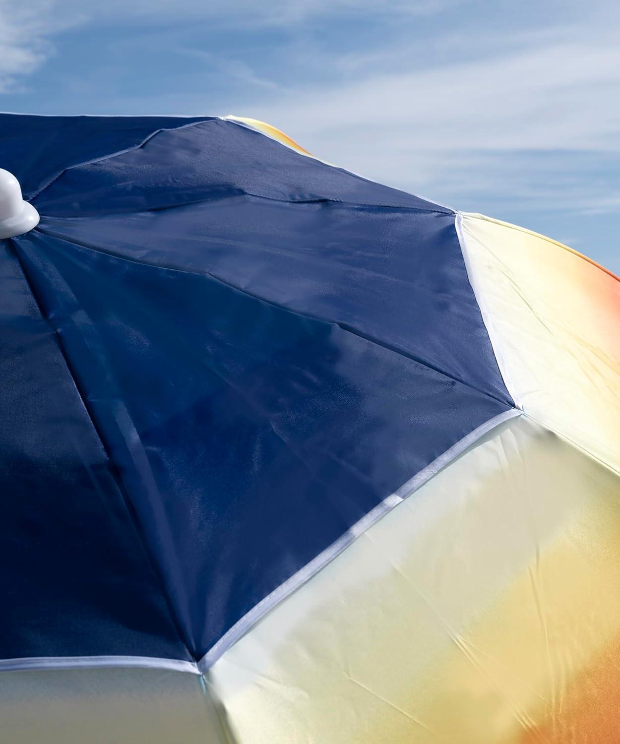 imageNautica Beach Umbrella 7 Ft Heavy Duty Portable Beach Umbrellas for Sand amp Sun UPF 50 Protection Wind amp Sand Anchor for Strong Stability Large Vented Umbrella for Beach 2Way Tilt SystemOrange Sunset