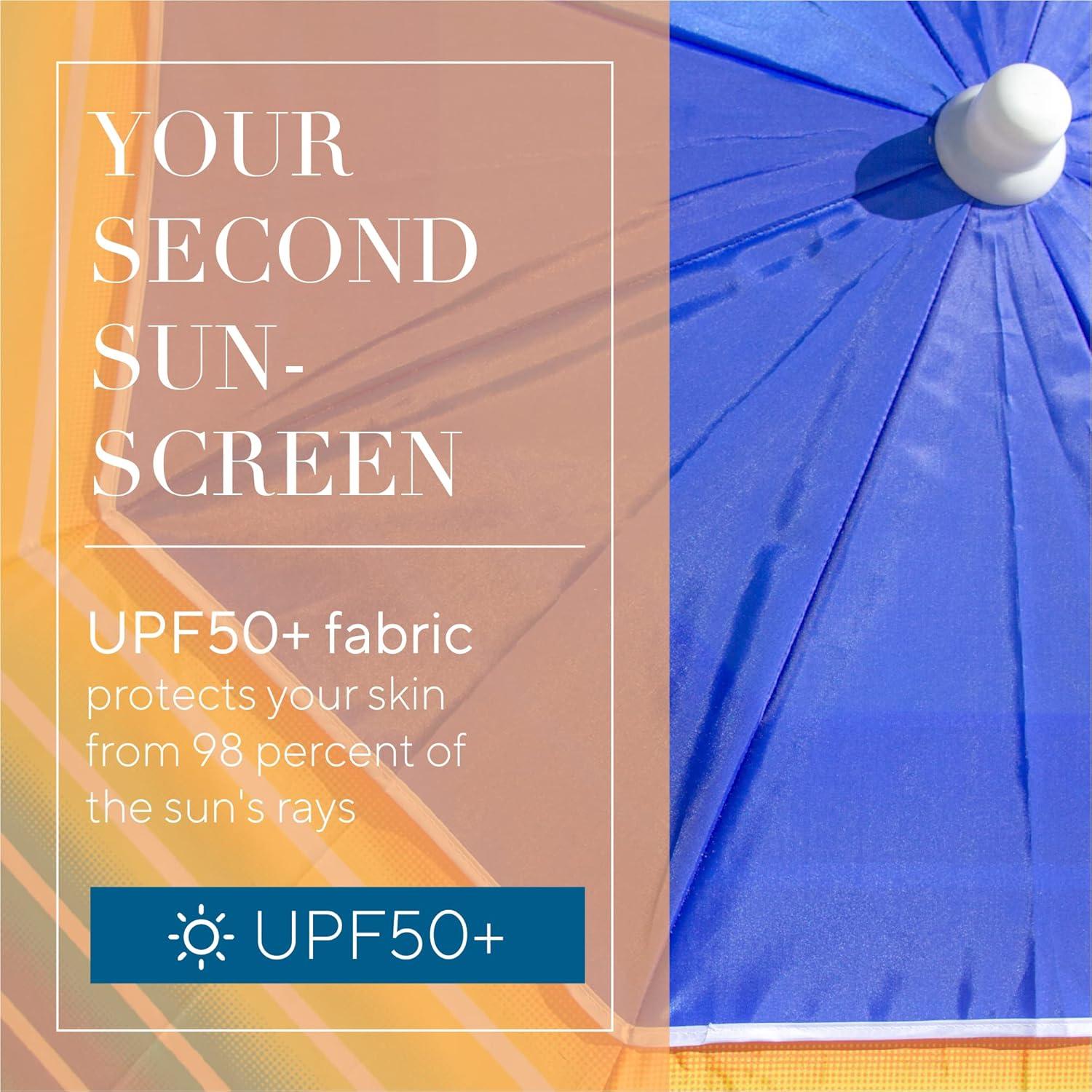 imageNautica Beach Umbrella 7 Ft Heavy Duty Portable Beach Umbrellas for Sand amp Sun UPF 50 Protection Wind amp Sand Anchor for Strong Stability Large Vented Umbrella for Beach 2Way Tilt SystemRainbow