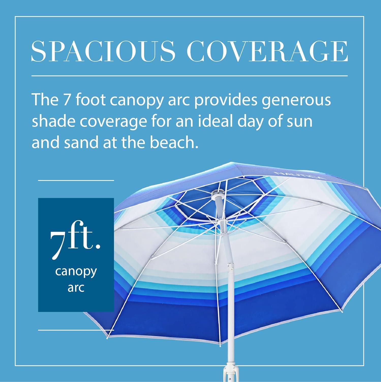 imageNautica Beach Umbrella 7 Ft Heavy Duty Portable Beach Umbrellas for Sand amp Sun UPF 50 Protection Wind amp Sand Anchor for Strong Stability Large Vented Umbrella for Beach 2Way Tilt SystemBlue