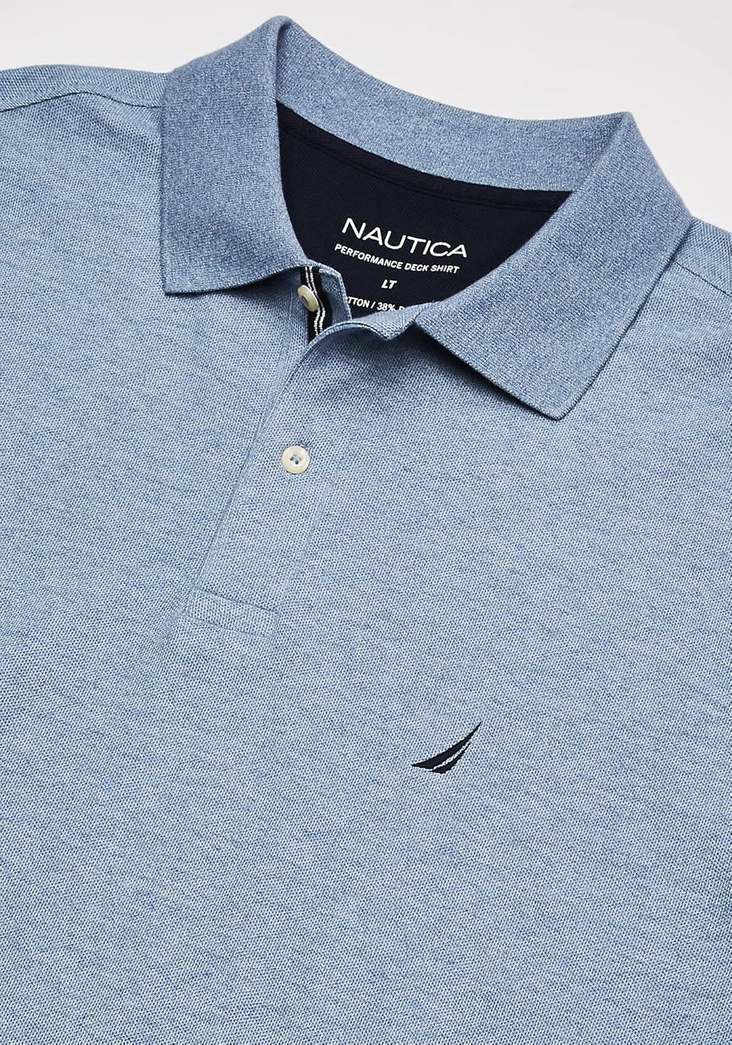 imageNautica Mens Big and Tall Classic Fit Short Sleeve Solid Performance Deck Polo ShirtDeep Anchor Heather