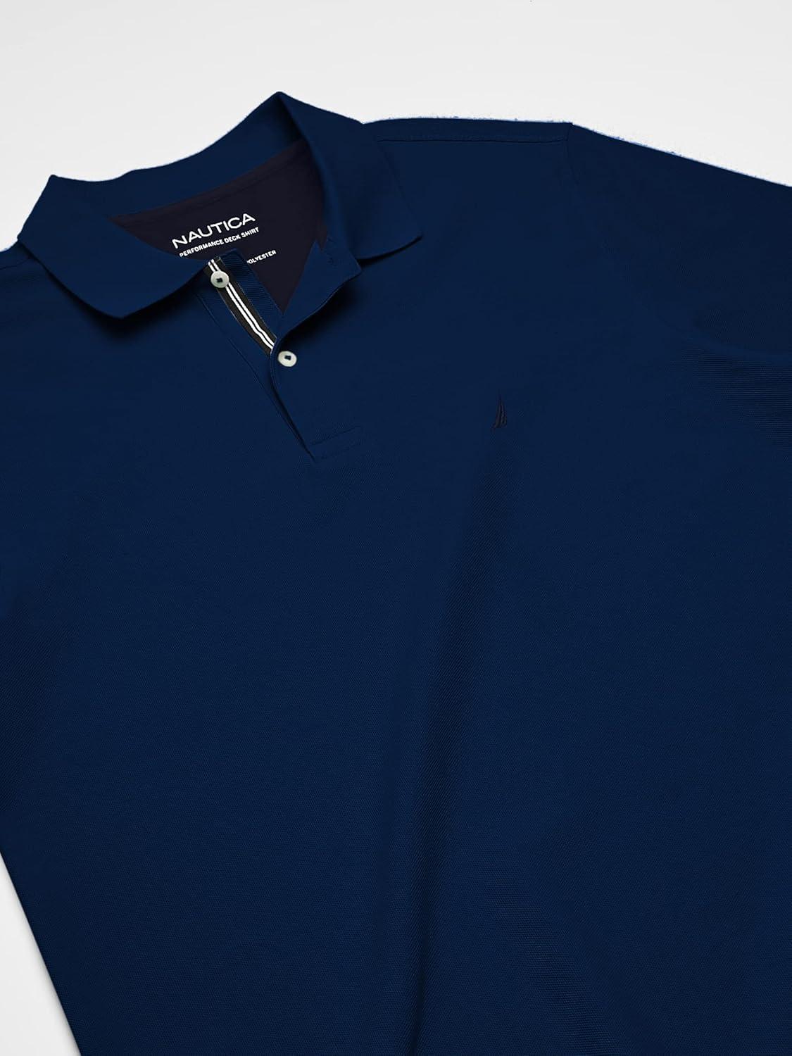 imageNautica Mens Big and Tall Classic Fit Short Sleeve Solid Performance Deck Polo ShirtEstate Blue