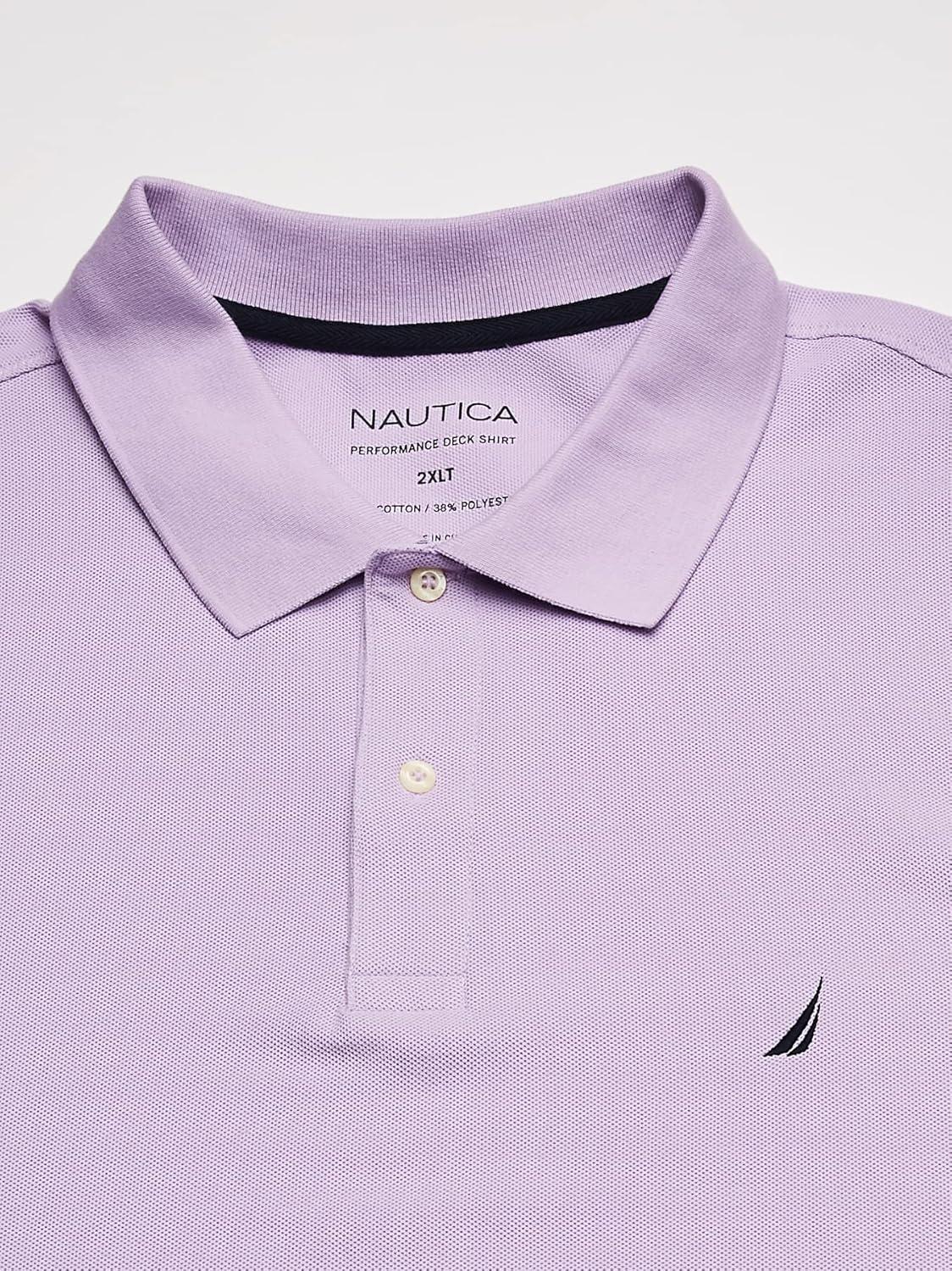imageNautica Mens Big and Tall Classic Fit Short Sleeve Solid Performance Deck Polo ShirtLavendula