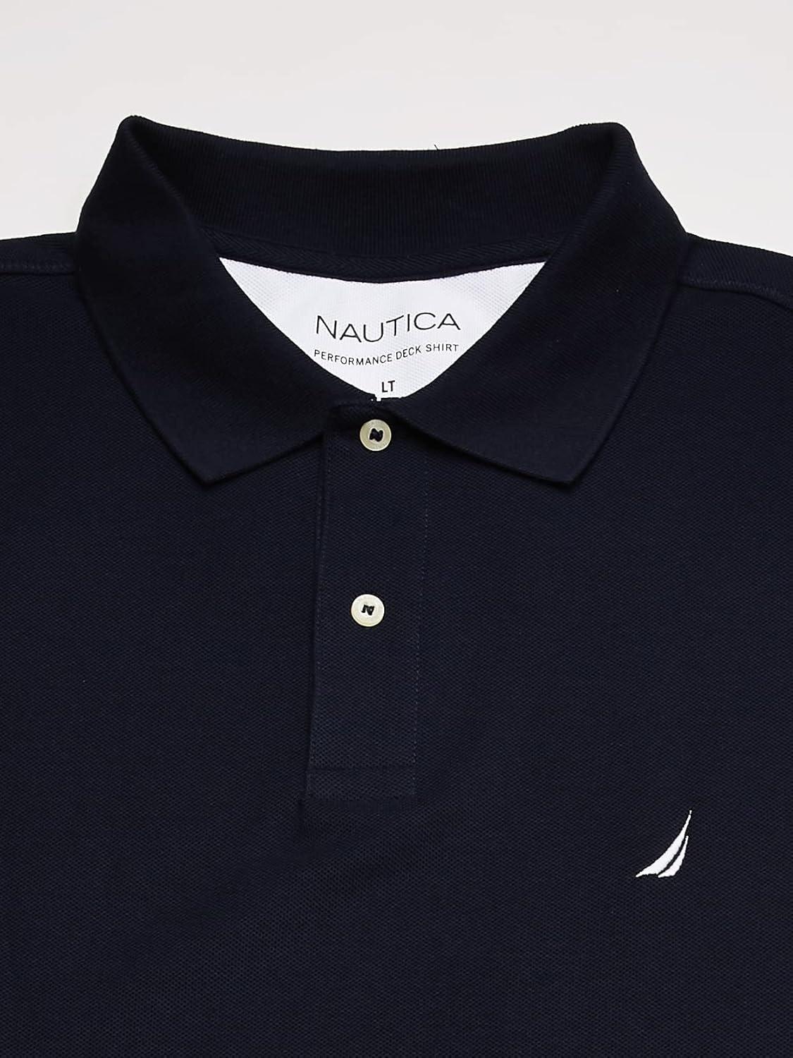 imageNautica Mens Big and Tall Classic Fit Short Sleeve Solid Performance Deck Polo ShirtNavy