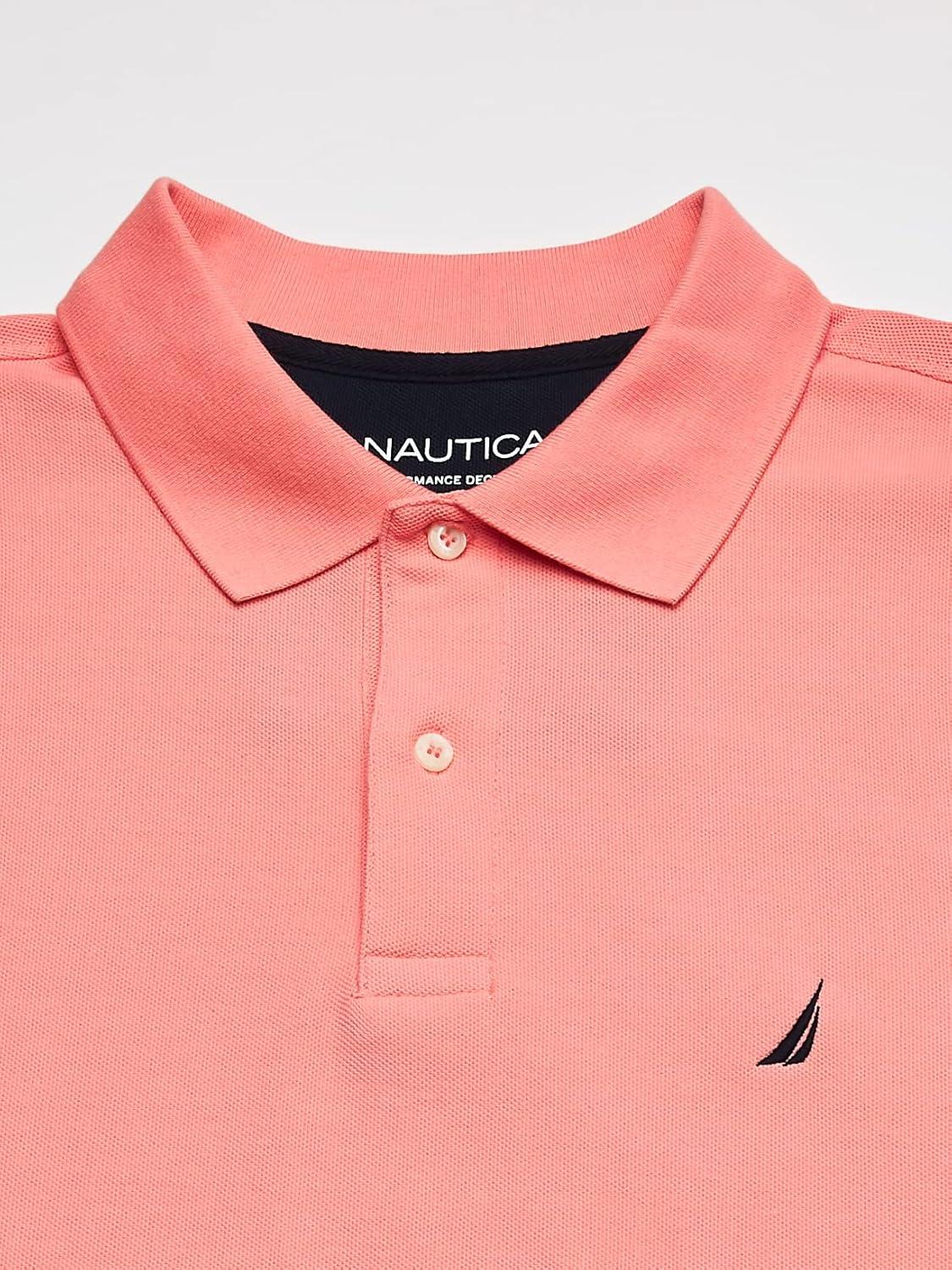 imageNautica Mens Big and Tall Classic Fit Short Sleeve Solid Performance Deck Polo ShirtPale Coral