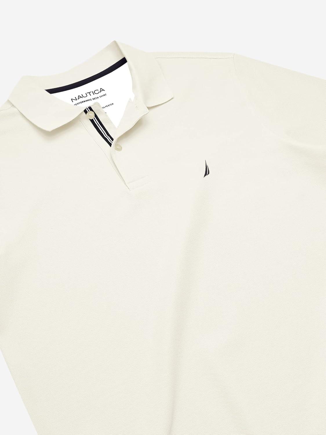 imageNautica Mens Big and Tall Classic Fit Short Sleeve Solid Performance Deck Polo ShirtSail Cream