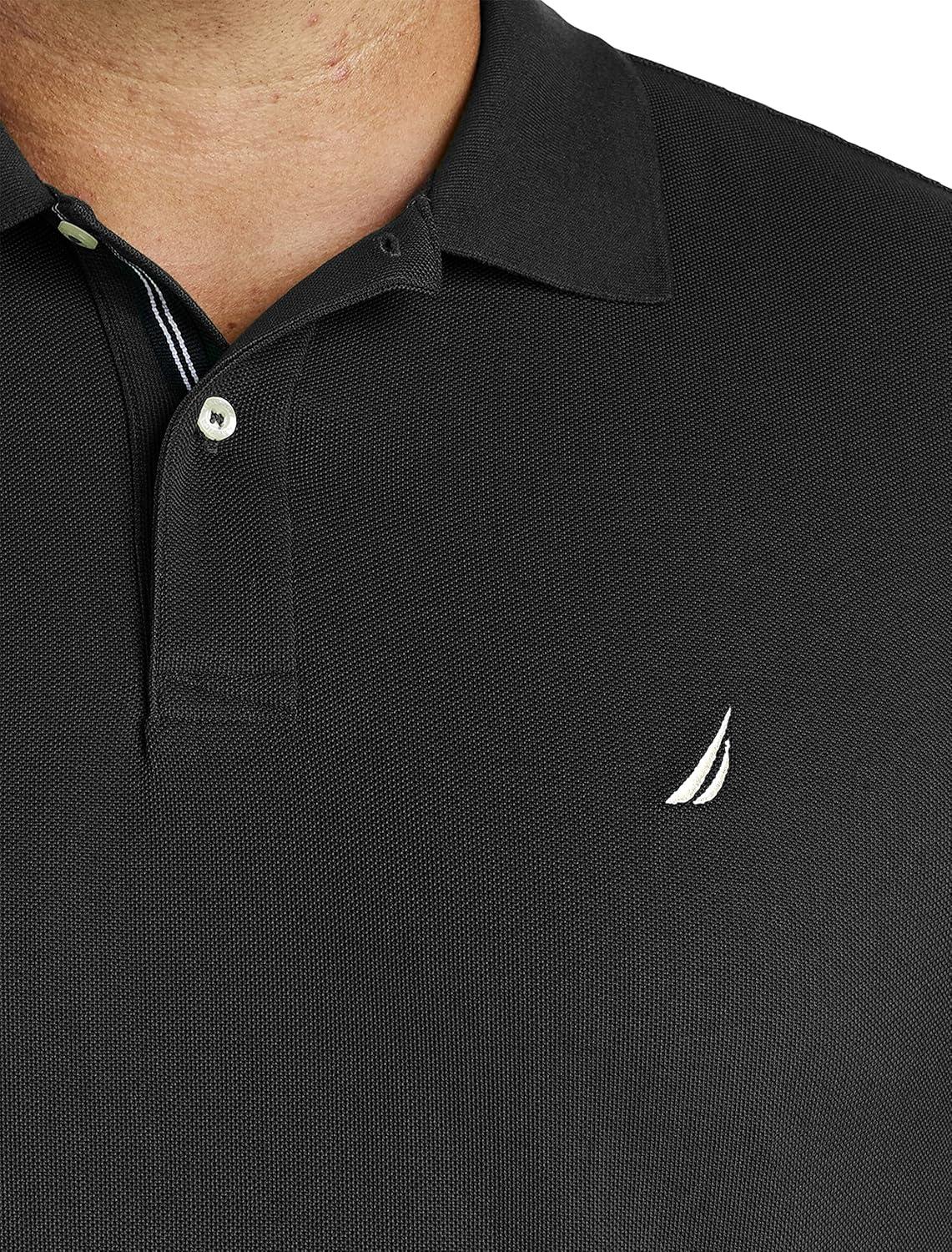 imageNautica Mens Big and Tall Classic Fit Short Sleeve Solid Performance Deck Polo ShirtTrue Black