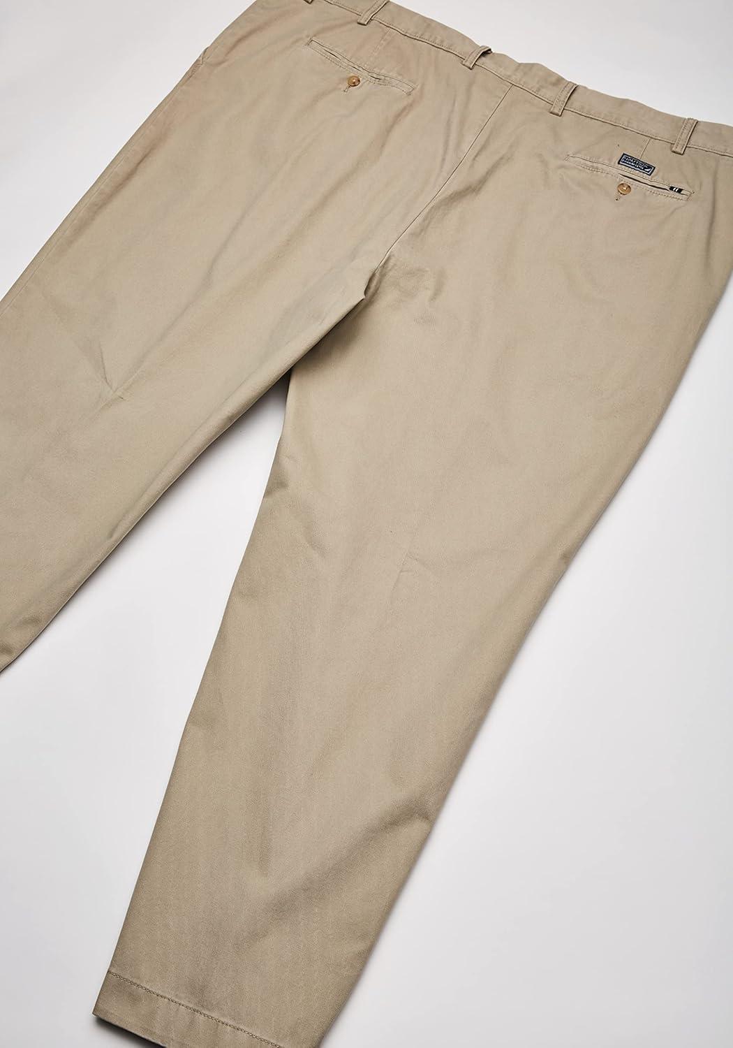 imageNautica Mens Big and Tall Twill FlatFront PantTrue Khaki D83050