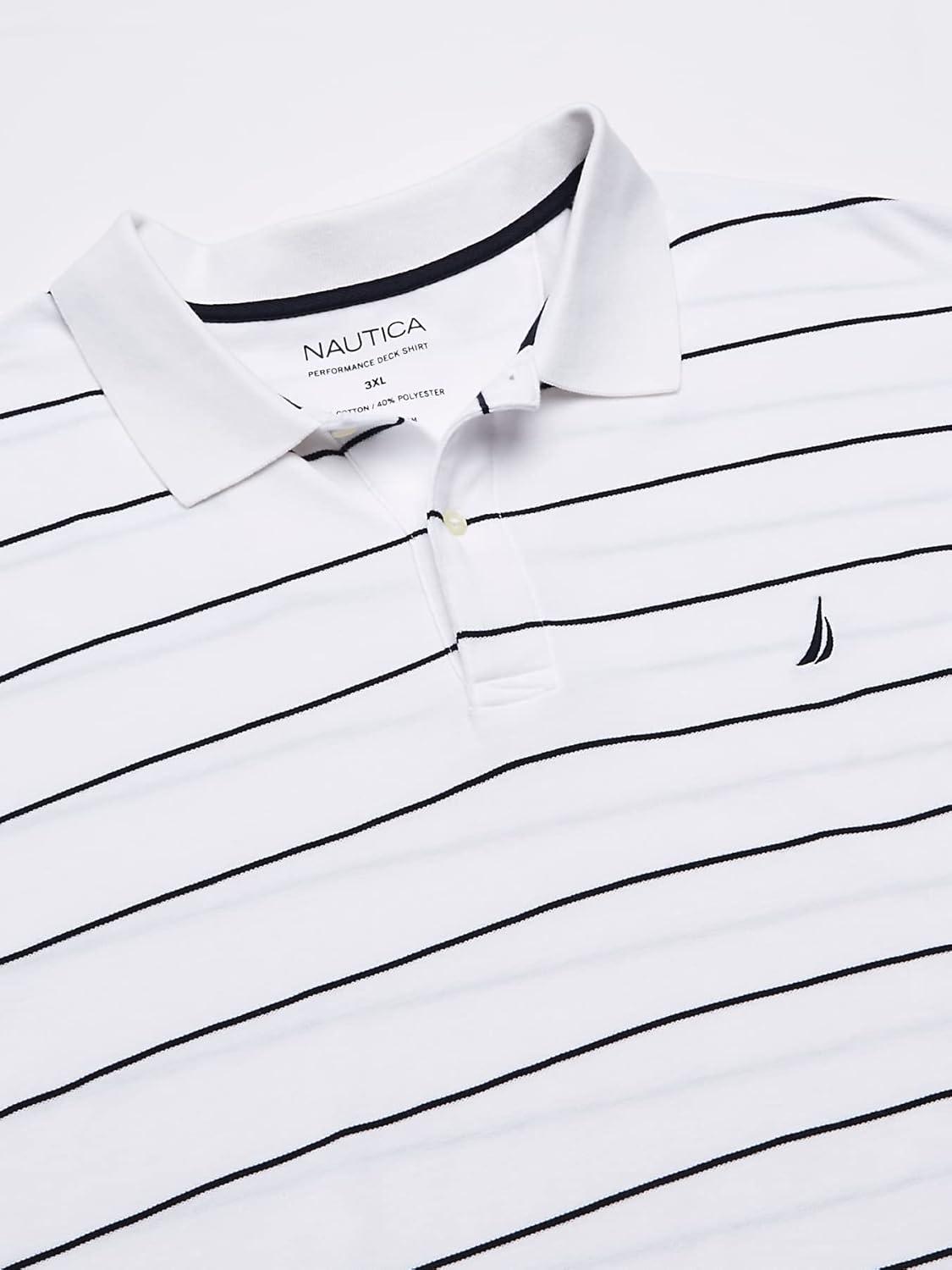 imageNautica Mens Classic Short Sleeve Striped Polo ShirtBright White