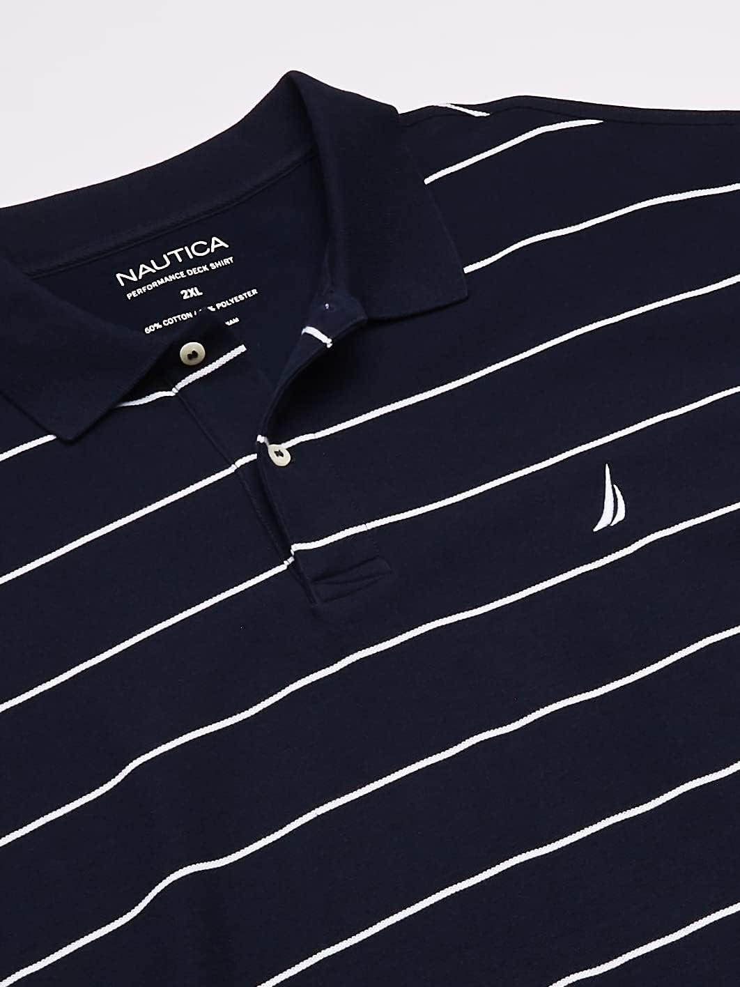 imageNautica Mens Classic Short Sleeve Striped Polo ShirtNavy