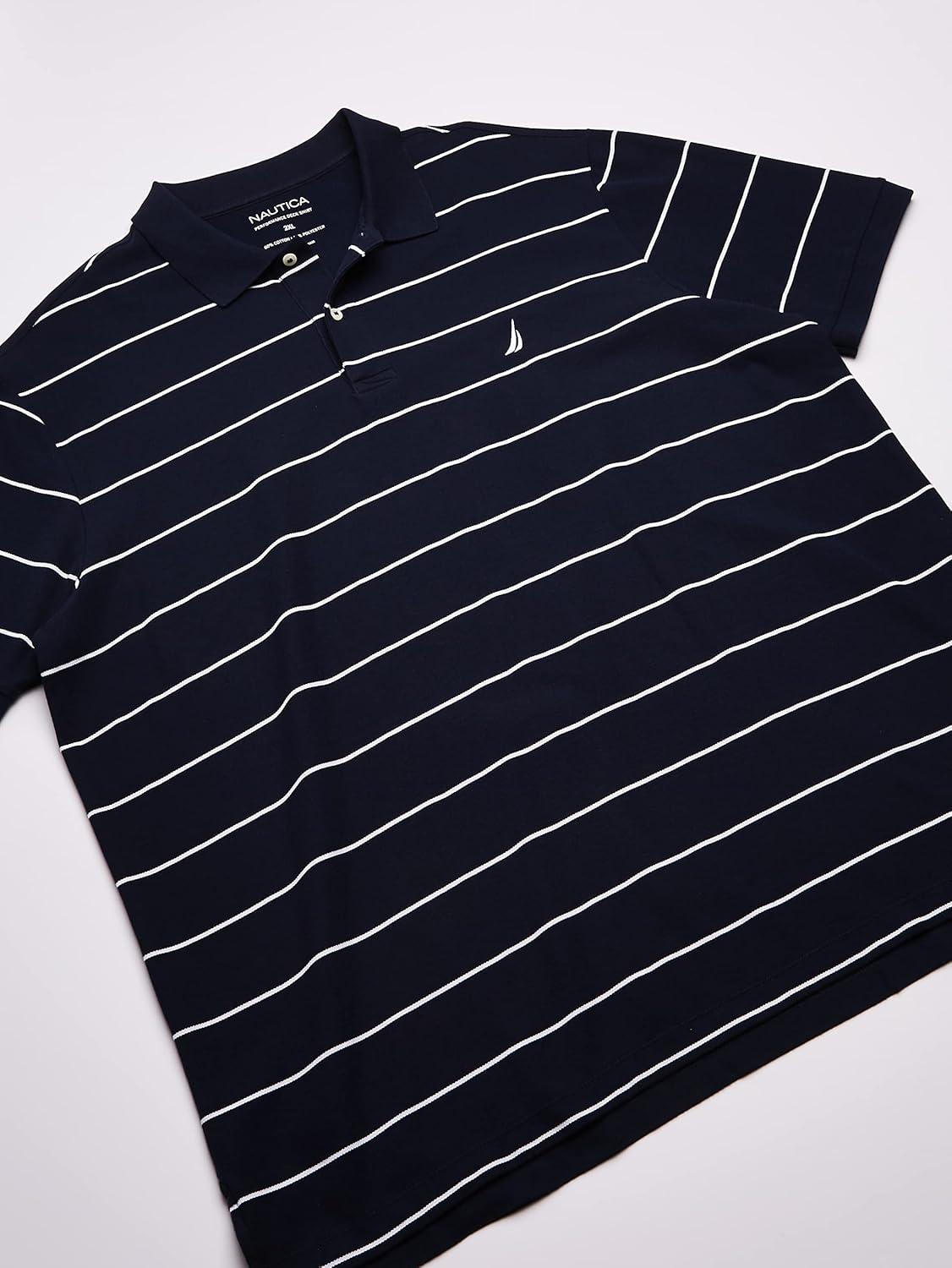 imageNautica Mens Classic Short Sleeve Striped Polo ShirtNavy