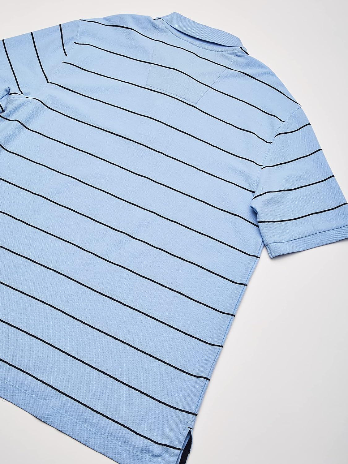 imageNautica Mens Classic Short Sleeve Striped Polo ShirtNoon Blue