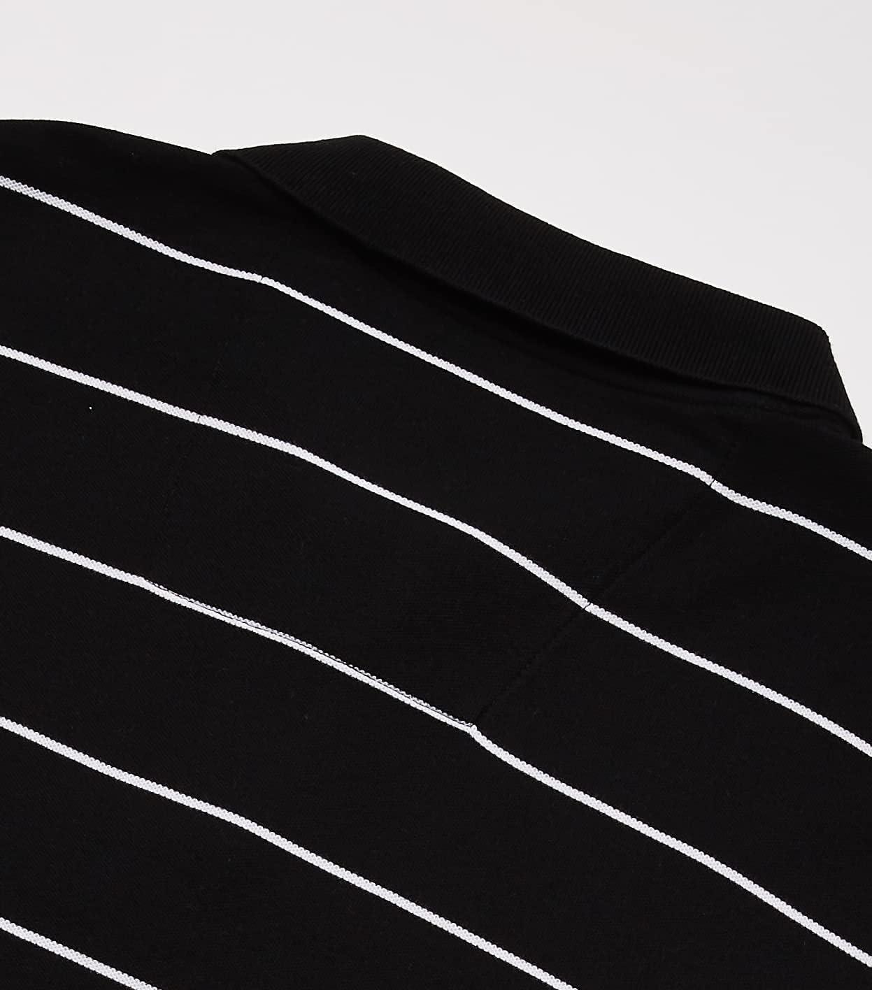 imageNautica Mens Classic Short Sleeve Striped Polo ShirtTrue Black