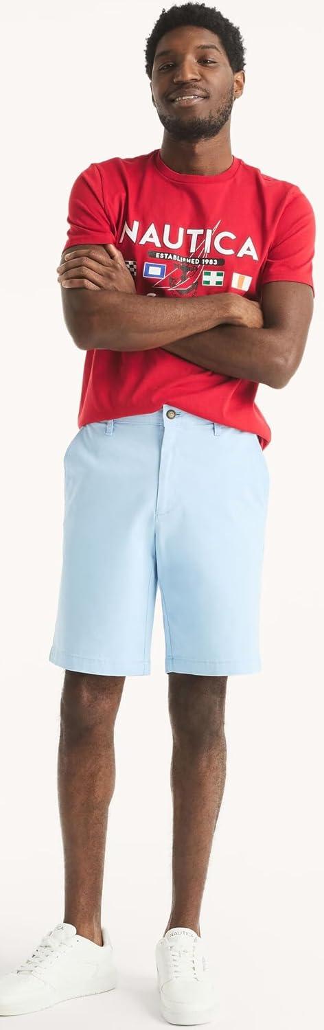 imageNautica Mens Cotton Twill Flat Front Chino ShortBlue Charm
