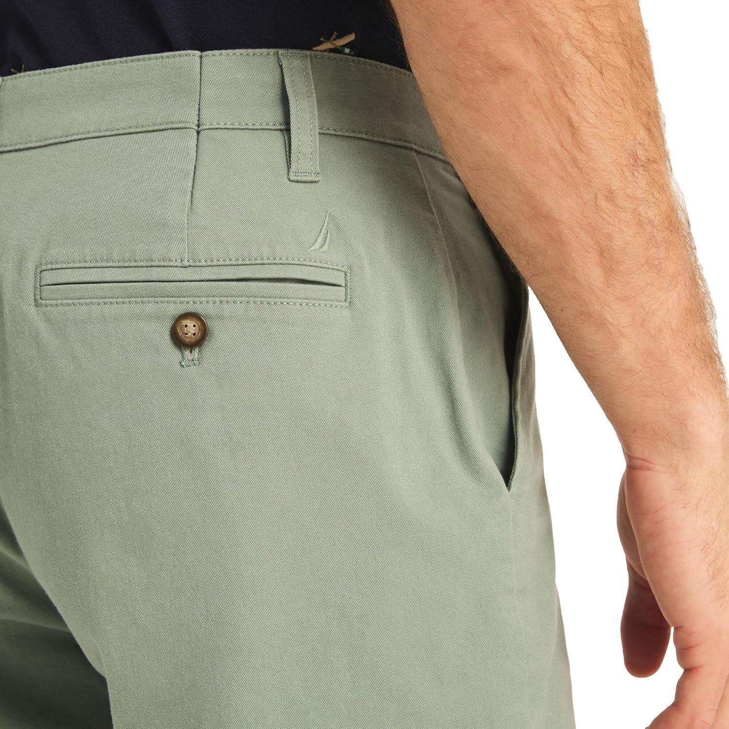 imageNautica Mens Cotton Twill Flat Front Chino ShortChinois Green