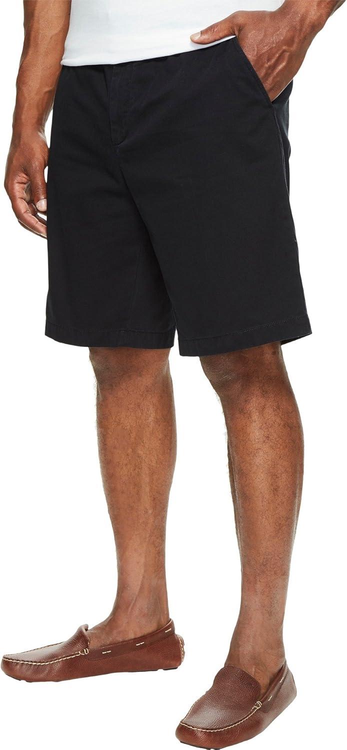 imageNautica Mens Cotton Twill Flat Front Chino ShortTrue Black