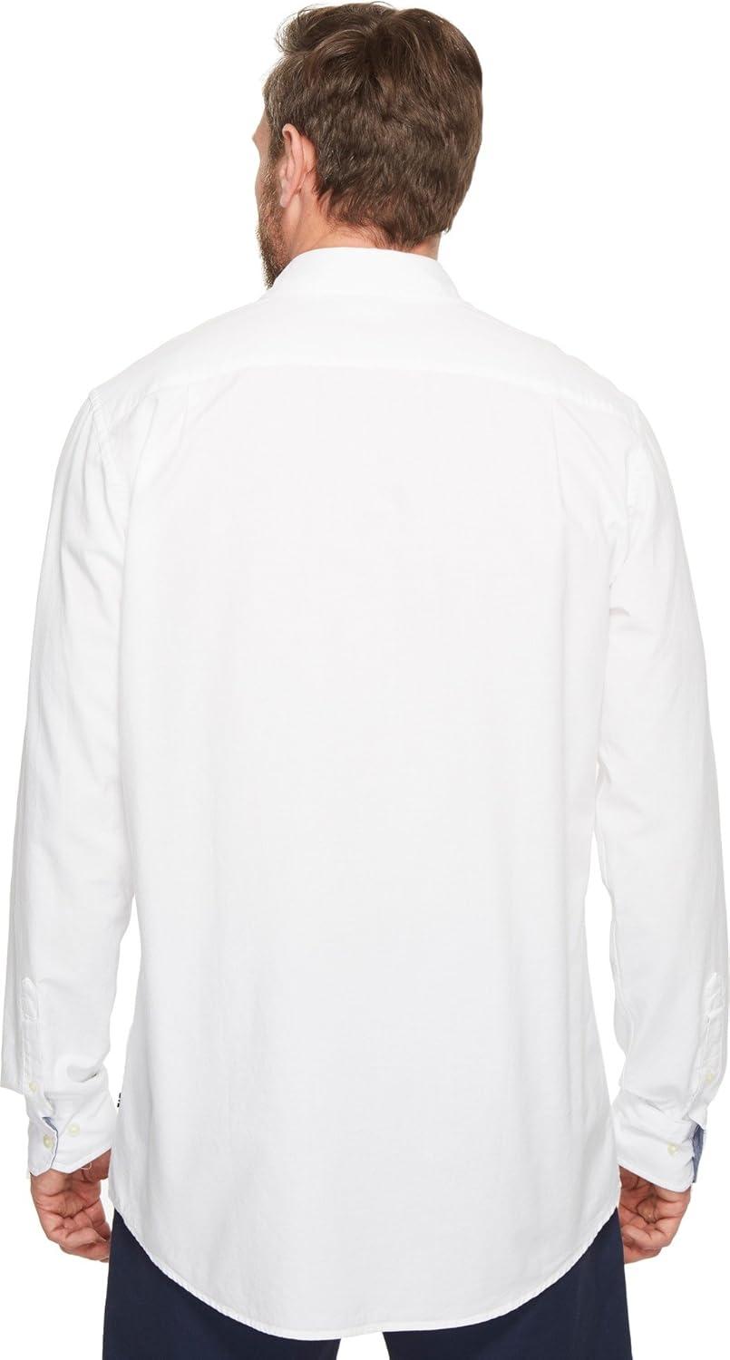 imageNautica Mens Long Sleeve Button Down Solid Oxford ShirtBright White