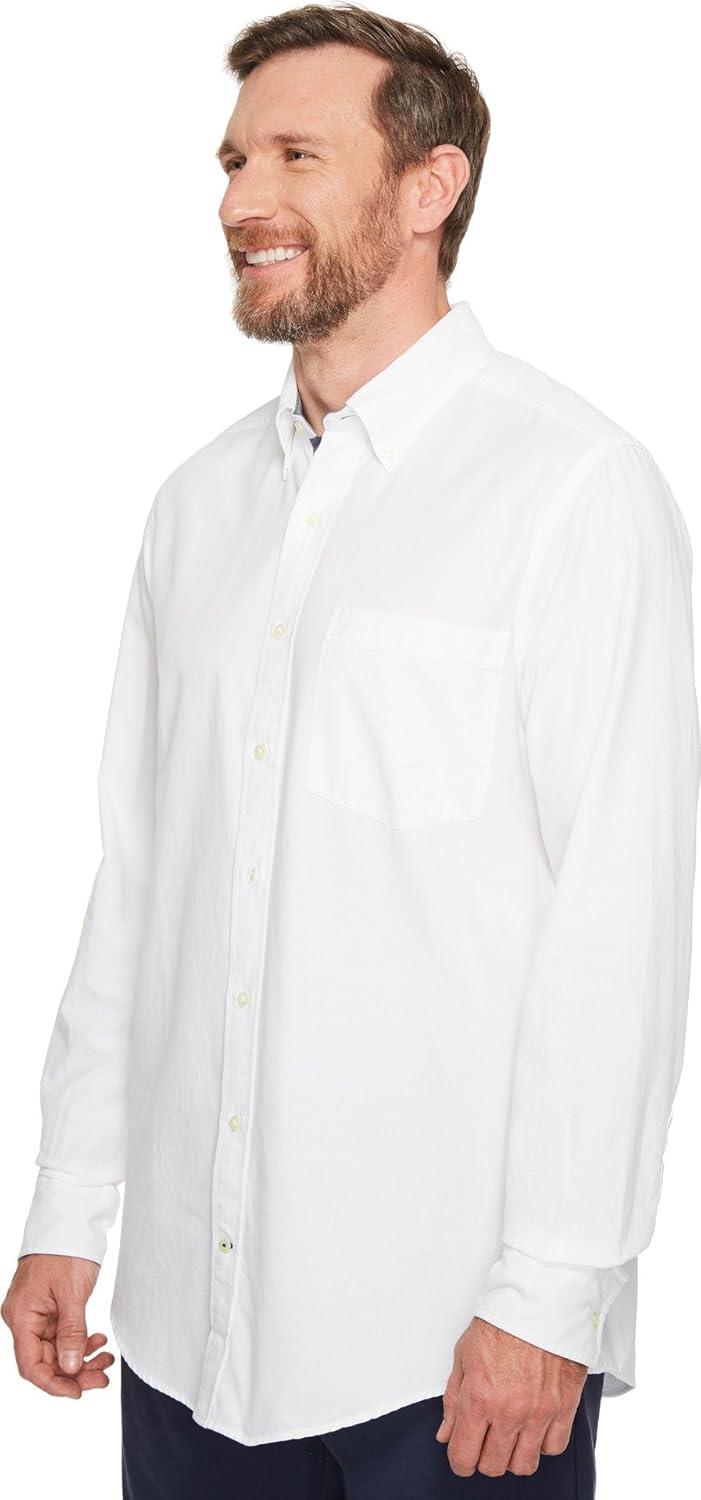 imageNautica Mens Long Sleeve Button Down Solid Oxford ShirtBright White