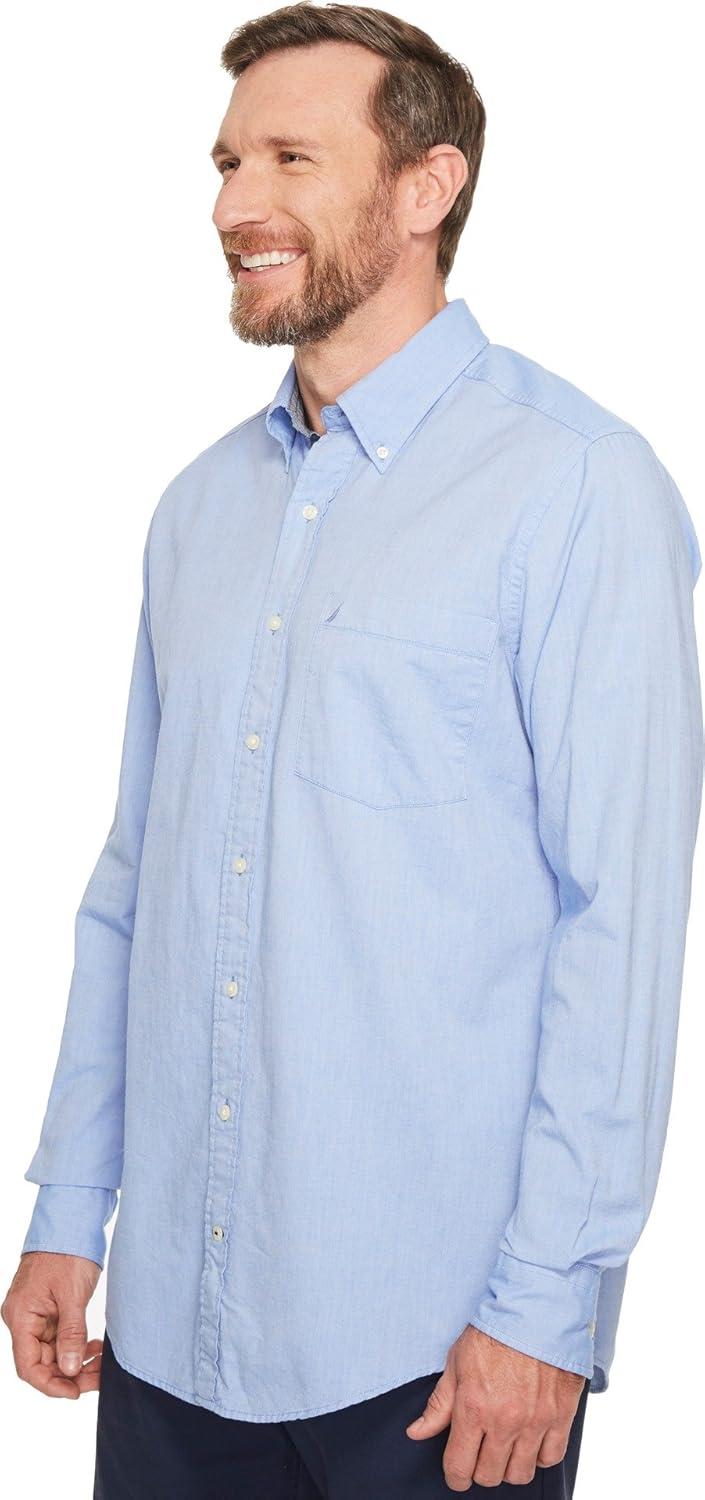 imageNautica Mens Long Sleeve Button Down Solid Oxford ShirtFrench Blue