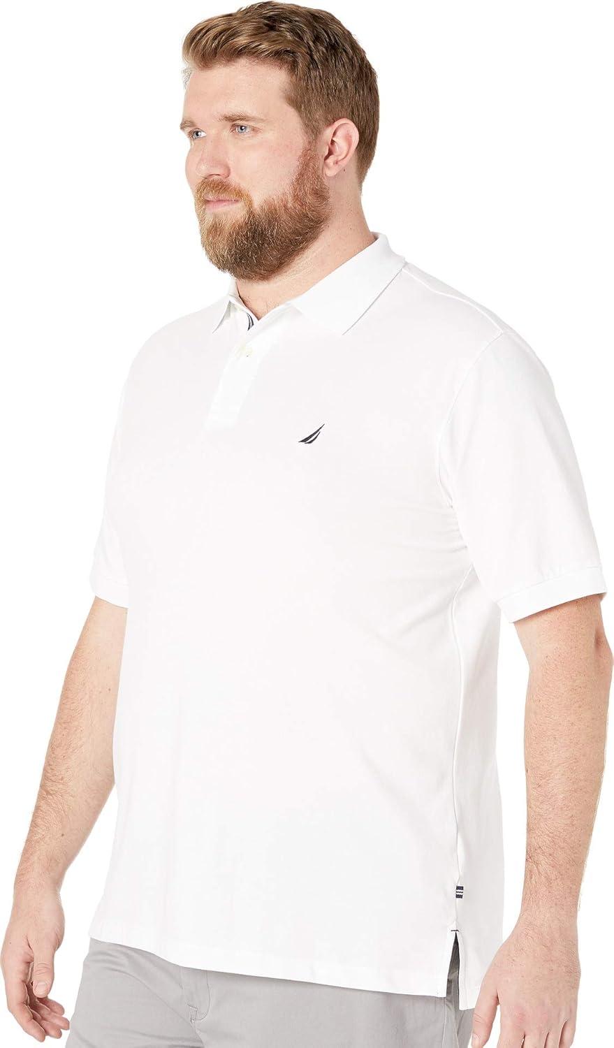 imageNautica mens Short Sleeve Stretch Solid Deck Polo ShirtBright White