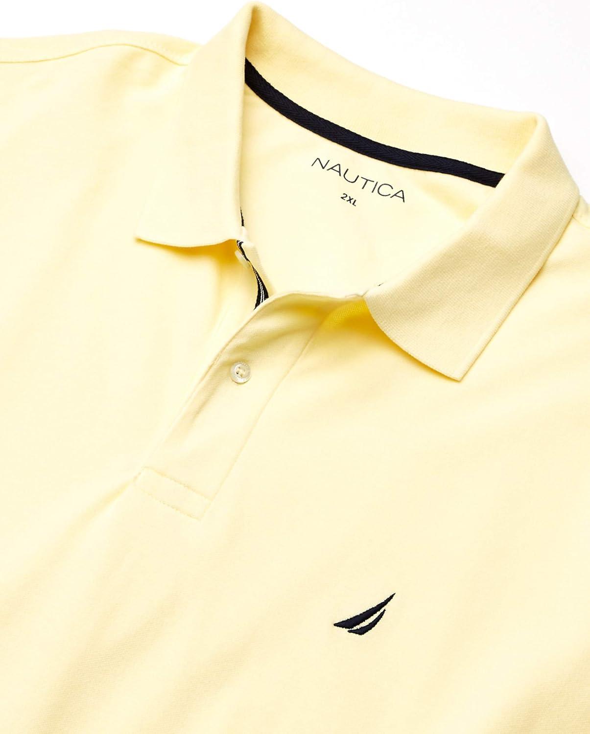 imageNautica mens Short Sleeve Stretch Solid Deck Polo ShirtFrench Vanilla