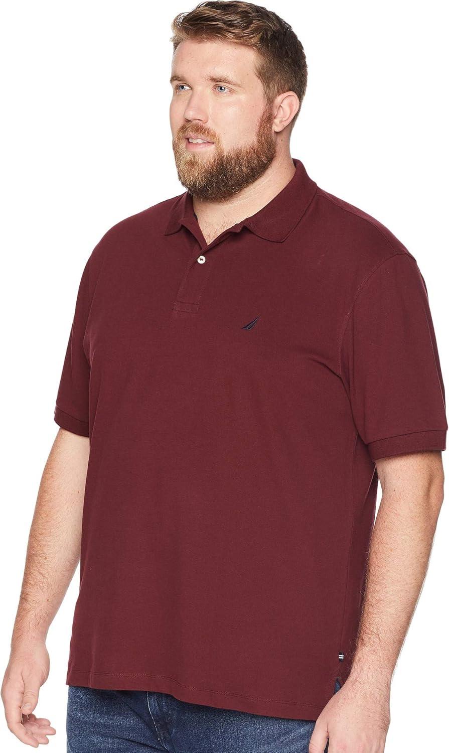 imageNautica mens Short Sleeve Stretch Solid Deck Polo ShirtRoyal BurgundyRed