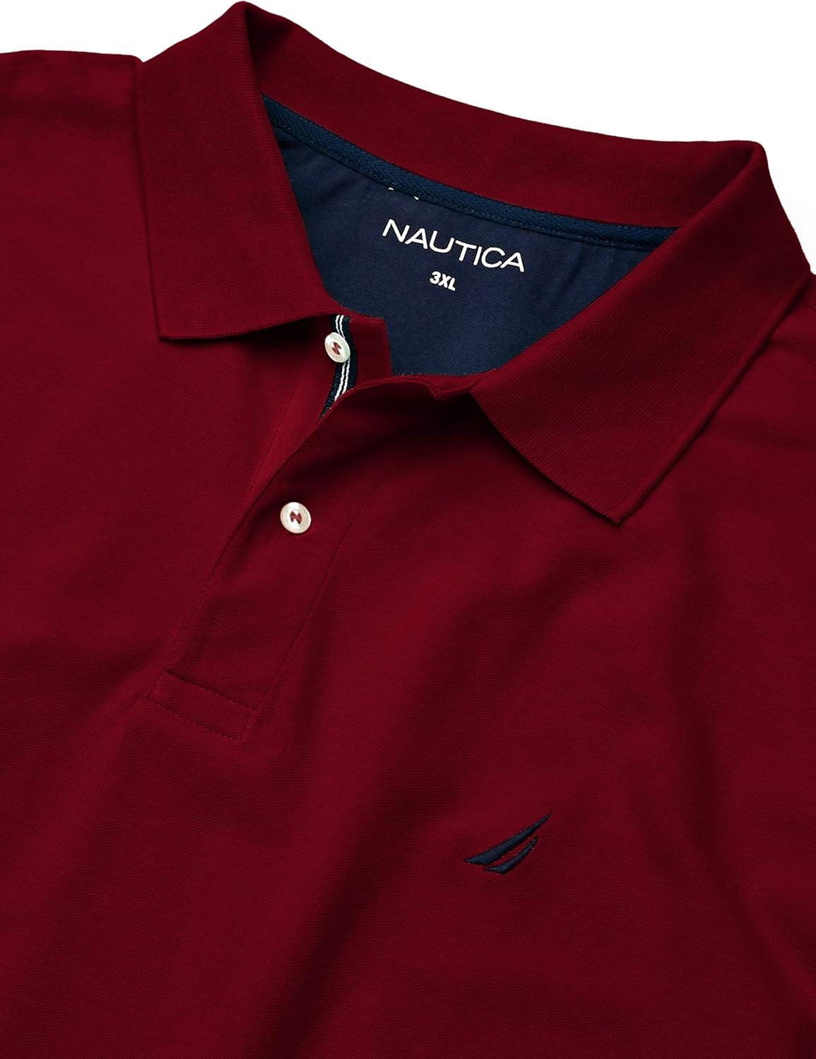 imageNautica mens Short Sleeve Stretch Solid Deck Polo ShirtZinfandel