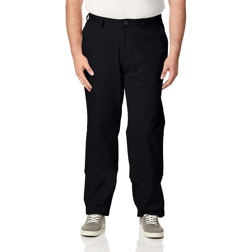 imageNautica Mens Big and Tall Twill FlatFront PantTrue Black