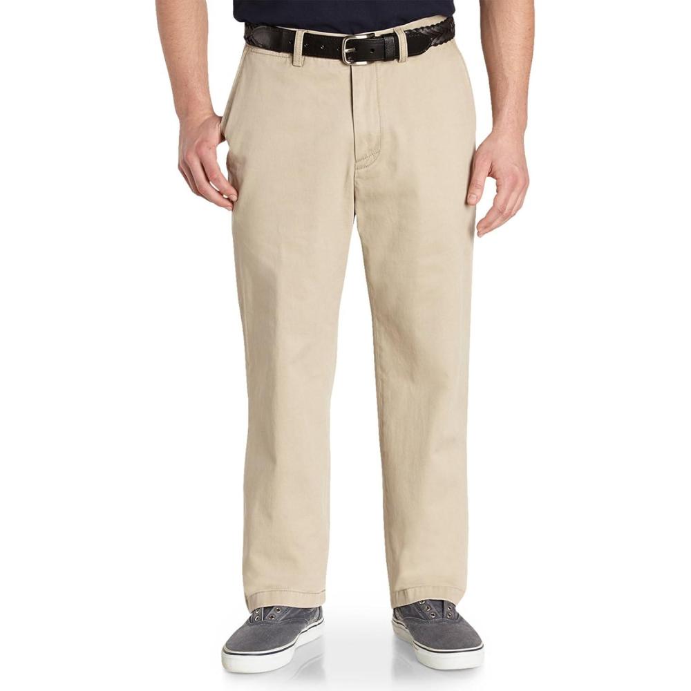 imageNautica Mens Big and Tall Twill FlatFront PantTrue Stone