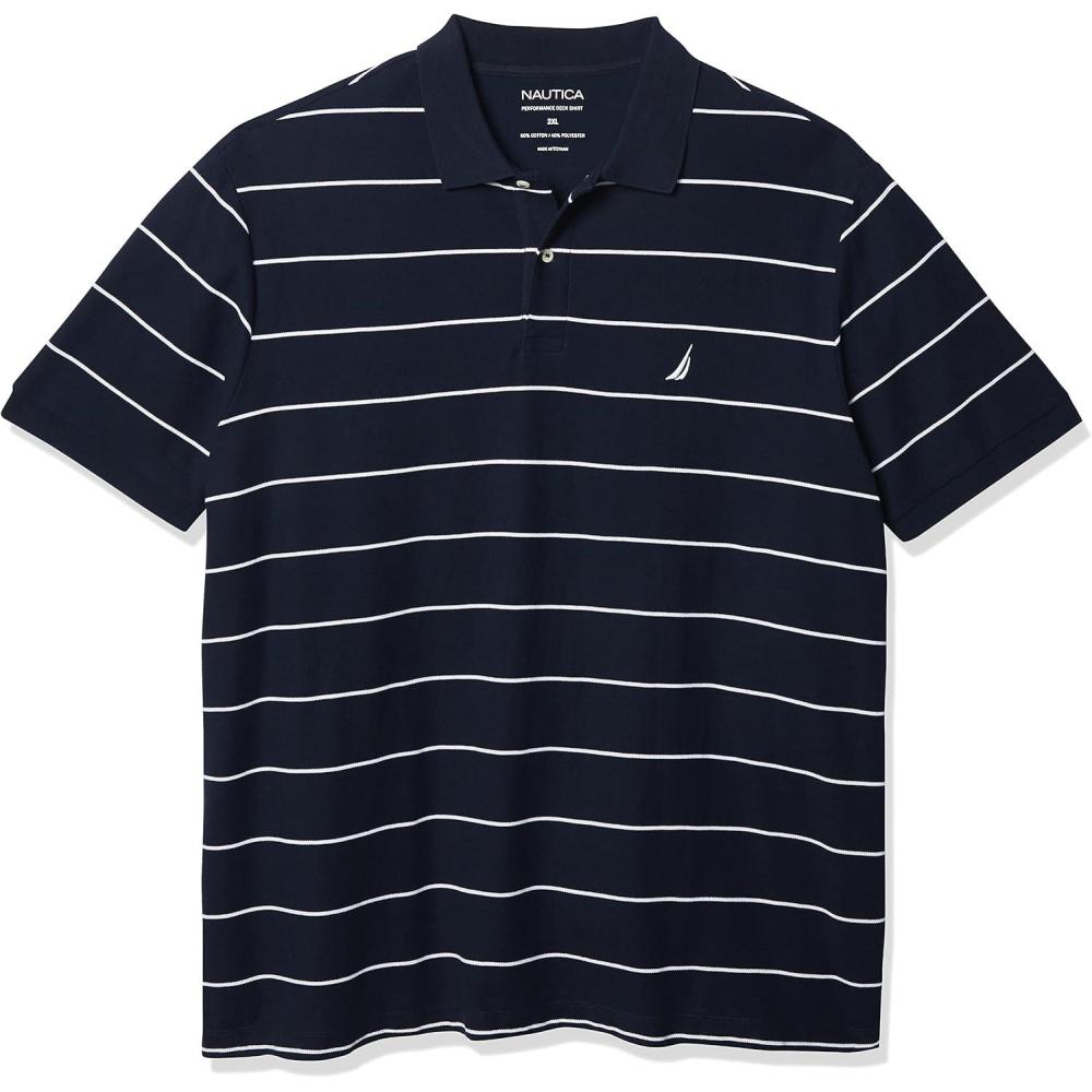 imageNautica Mens Classic Short Sleeve Striped Polo ShirtNavy