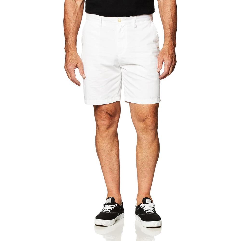 imageNautica Mens Cotton Twill Flat Front Chino ShortBright White