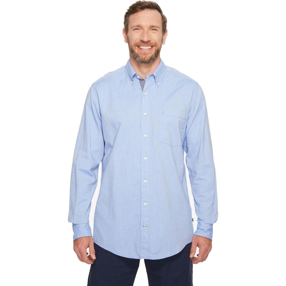 imageNautica Mens Long Sleeve Button Down Solid Oxford ShirtFrench Blue