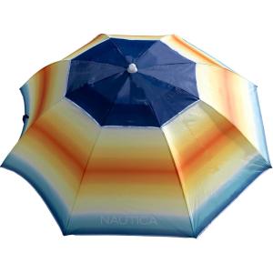 Nautica Beach Umbrella – 7 Ft Heavy Duty Portable Beach Umbrellas for Sand & Sun UPF 50+ Protection, Wind & Sand Anchor for Strong Stability – Large Vented Umbrella for Beach + 2-Way Tilt System(Orange Sunset)