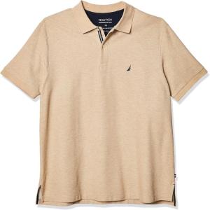 Nautica Men’s Big and Tall Classic Fit Short Sleeve Solid Performance Deck Polo Shirt(Coastal Camel Heather)