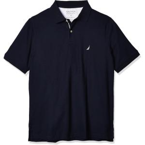 Nautica Men’s Big and Tall Classic Fit Short Sleeve Solid Performance Deck Polo Shirt(Navy)