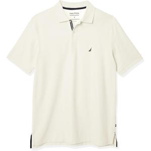 Nautica Men’s Big and Tall Classic Fit Short Sleeve Solid Performance Deck Polo Shirt(Sail Cream)