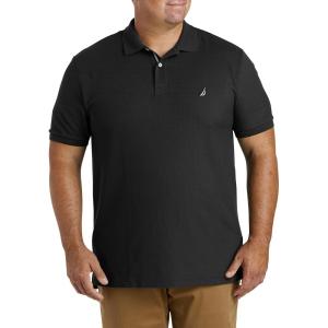 Nautica Men’s Big and Tall Classic Fit Short Sleeve Solid Performance Deck Polo Shirt(True Black)